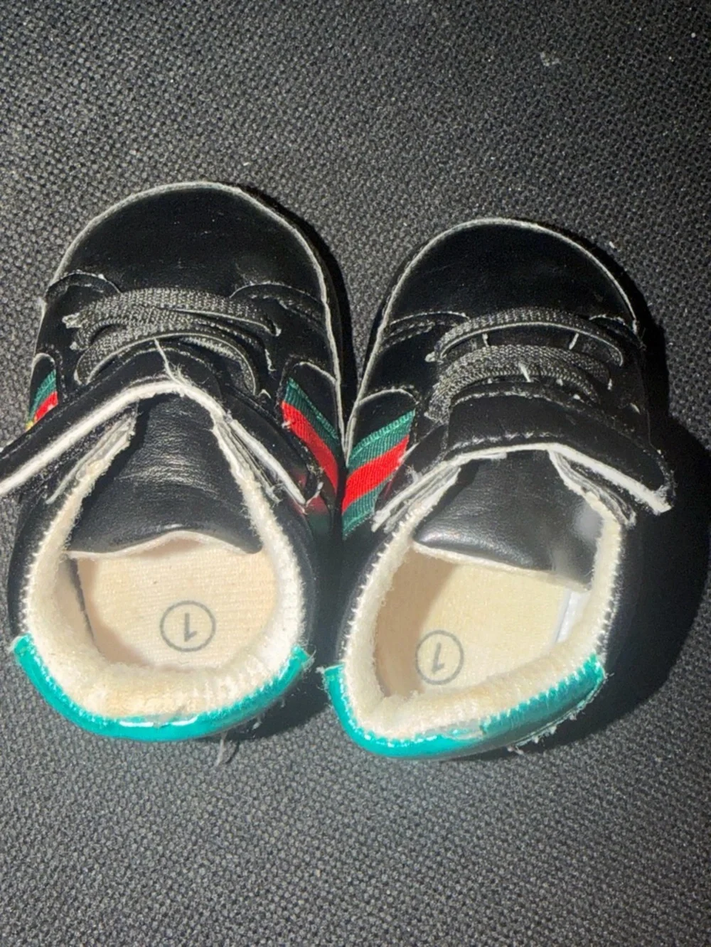 Black Kids Sneakers with Red & Green Stripe